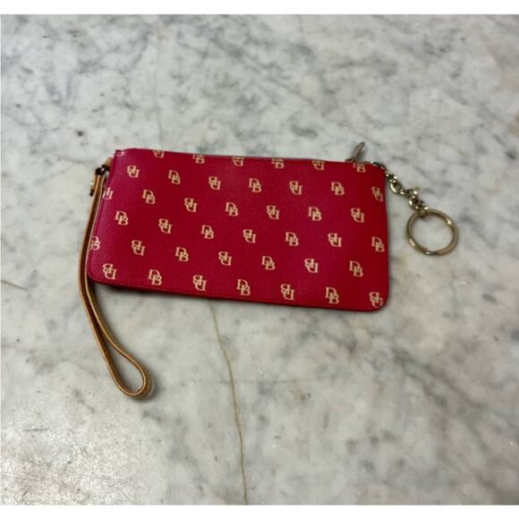 Dooney & Bourke monogrammed red coated canvas wristlet - Picture 2 of 4